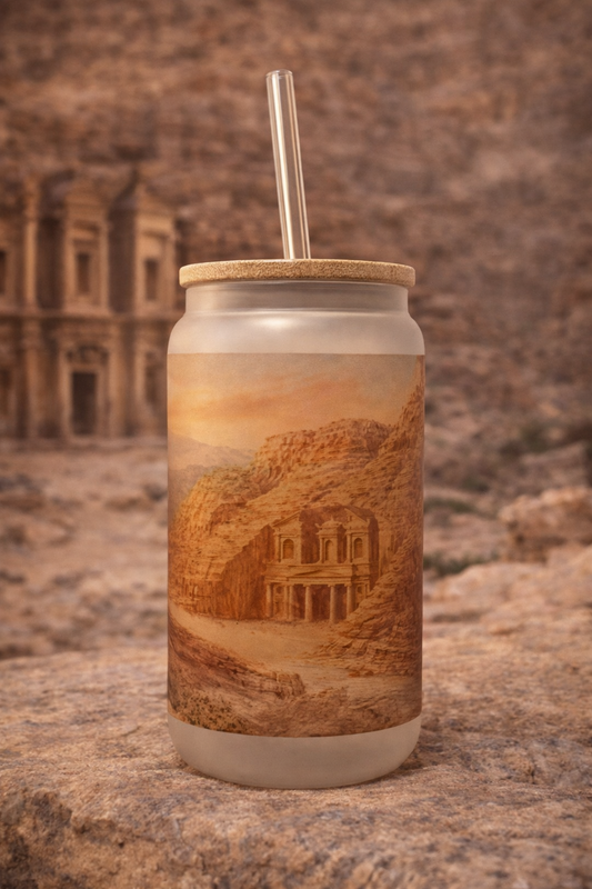 Jordan Frosted Glass Tumbler with Straw & Bag – 16oz Glass Cup