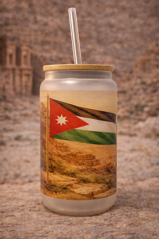 Jordan Frosted Glass Tumbler with Straw & Bag – 16oz Glass Cup